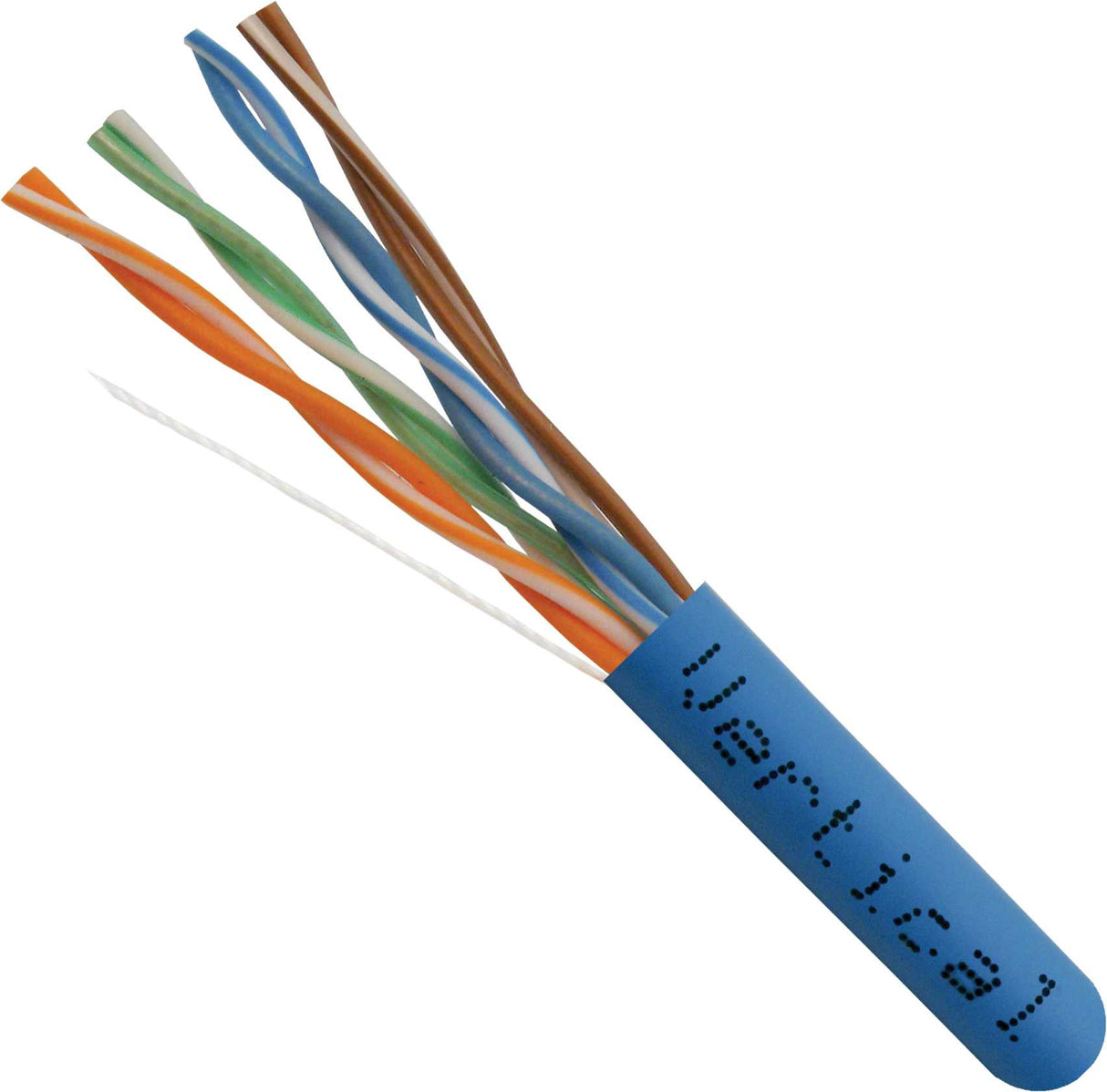 CAT5e Cable UTP CMP PLENUM-Rated Solid Copper 1000ft Pull Box Blue