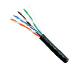 CAT5e Ethernet Cable Direct Burial UV-Rated 1000ft Pull Box Black