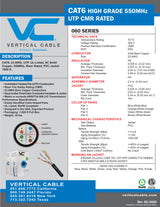 CAT6 UTP CMR Riser 1000 ft Pull Box Spec Sheet