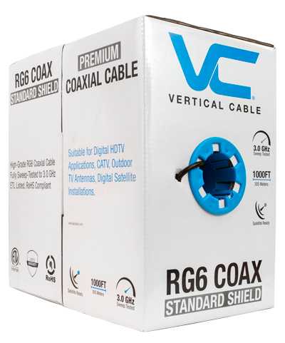 RG6 Standard shield Coaxial Cable 1000ft Pull Box Copper-Clad Steel CL2 rated