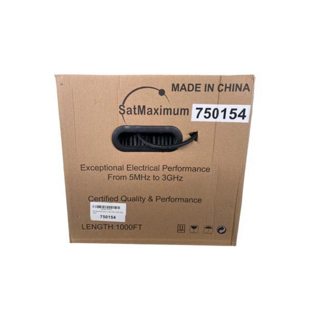 Quad Shield coaxial cable, box of 1000ft of black cable