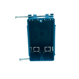 1-gang new construction, plastic electrical box in blue, front view